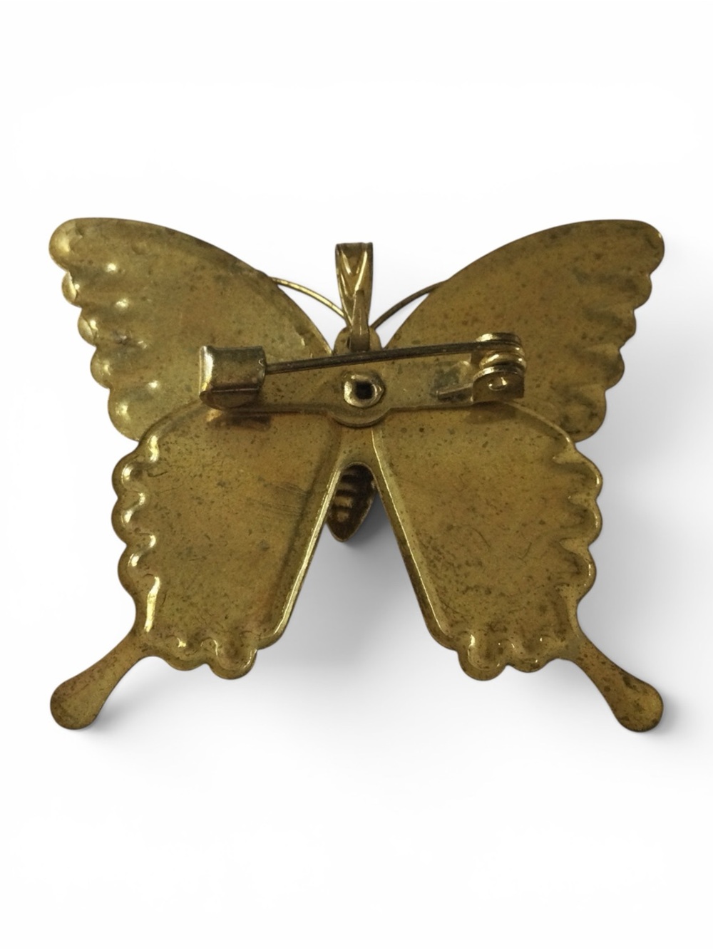 Vintage 1940s Gold-Tone Multicolored Enamel Butterfly Brooch & Pendant - Picture 8 of 11